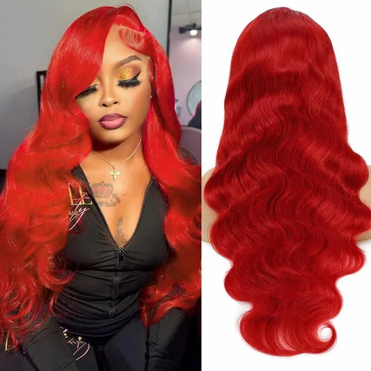 OneMore Glueless Red Lace Front Wig Body Wave 13x4 HD Transparent Lace Colored Human Hair Wigs