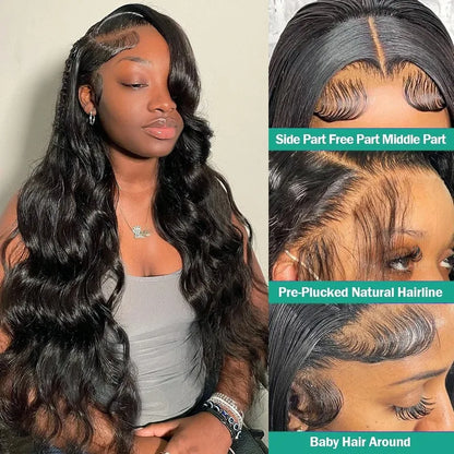 13x4 Full Lace Frontal Wig HD Lace Body Wave Wig Pre Plucked Glueless Human Hair Wig