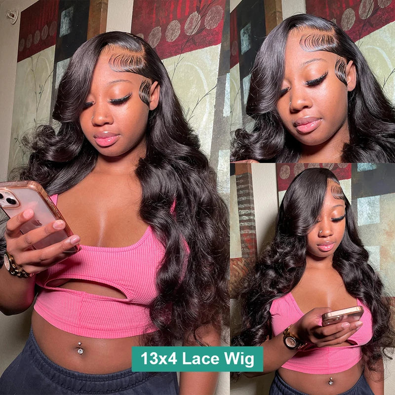 13x4 Full Lace Frontal Wig HD Lace Body Wave Wig Pre Plucked Glueless Human Hair Wig