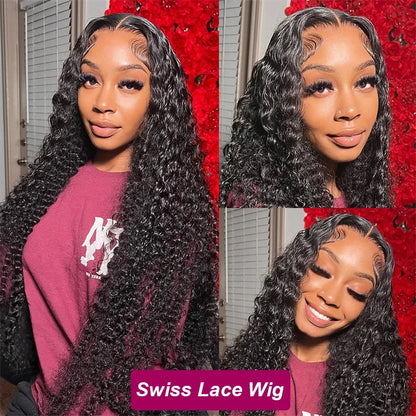 One More 40 Inch Deep Wave 13x4 Full Lace Frontal Wigs Pre Bleached Real HD Lace Long Wig