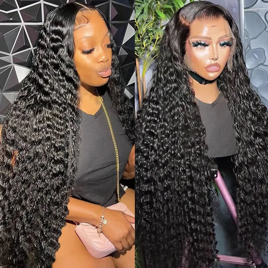 One More 40 Inch Deep Wave 13x4 Full Lace Frontal Wigs Pre Bleached Real HD Lace Long Wig