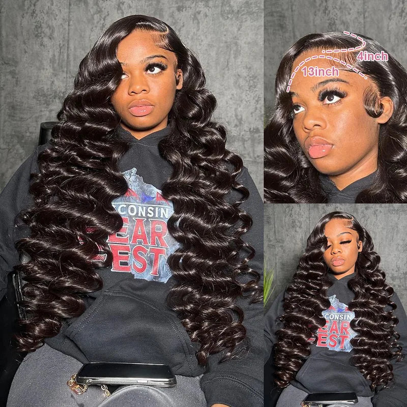 One More HD Lace Wig Long Loose Deep Wave Wig 13x4 Full Lace Frontal Wigs 40 Inch