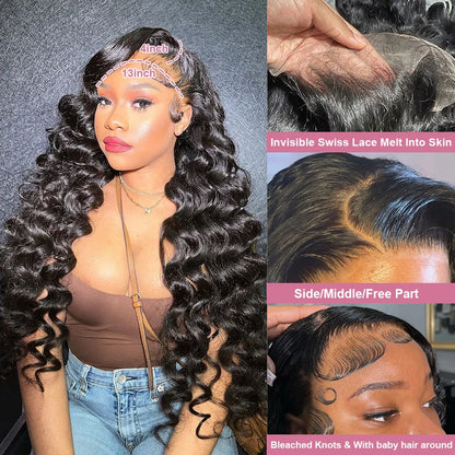 One More HD Lace Wig Long Loose Deep Wave Wig 13x4 Full Lace Frontal Wigs 40 Inch