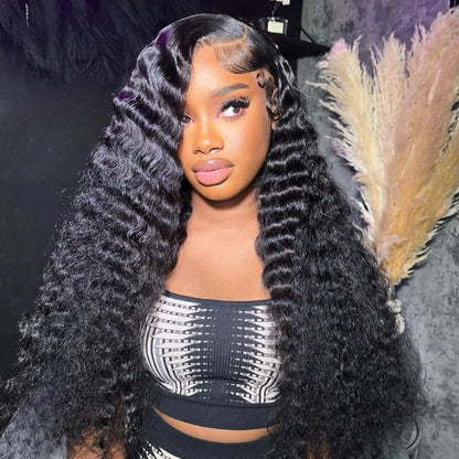 Loose Deep Wave 360 Lace Frontal Wigs 180% Density Transparent Lace Human Hair Wig