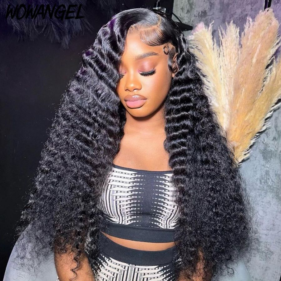 Loose Deep Wave 360 Lace Frontal Wigs 180% Density Transparent Lace Human Hair Wig