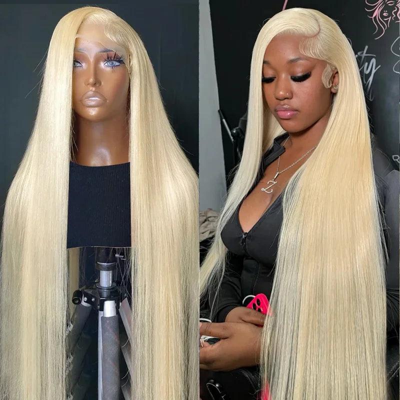 613 Blonde Straight Lace Front Wig Pre Plucked Long 40 Inch Human Hair Wigs Glueless HD Lace Wig