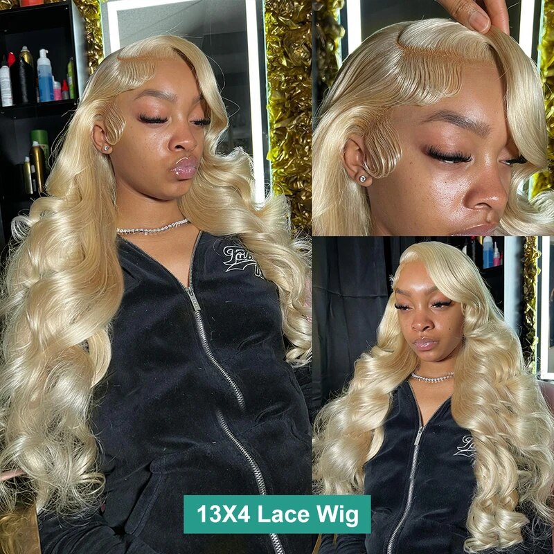 OneMore 613 Blonde Lace Front Wig Body Wave 13x4 HD Transparent Lace Long Human Hair Wigs 40 Inch