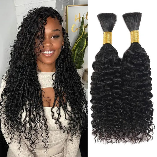 Curly Human Braiding Hair Bulk No Weft Extensions Real Human Hair For Braiding