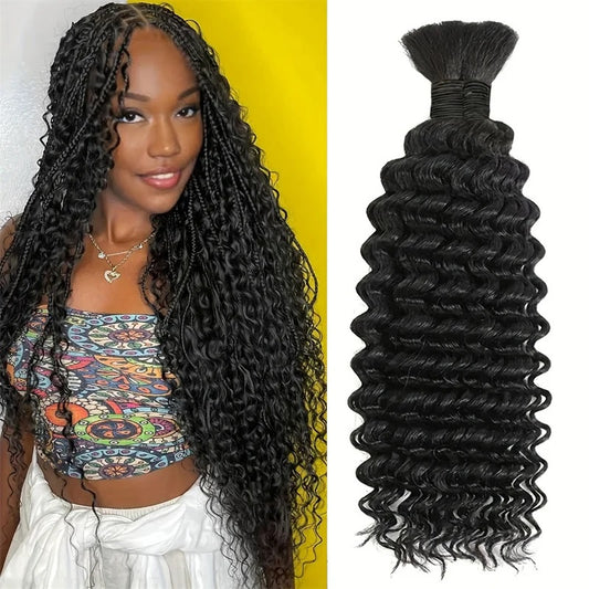 Deep Wave 3pcs Bulk Human Hair Bundles For Braiding Hair Extensions For Braiding