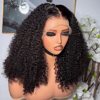 Curly Human Hair Wig 13x4 HD Lace Front Wig Bleached Knots Brazilian Kinky Curly Lace Frontal Wigs