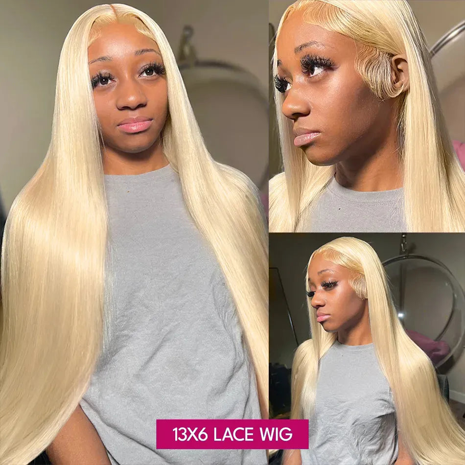 OneMore Blonde Lace Front Wig 613 Straight Human Hair Wigs 13x6 Lace Frontal Wigs Pre Plucked