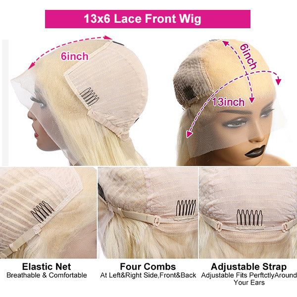 Overnight Shipping 613 Blonde Lace Front Wigs Straight Human Hair Wig