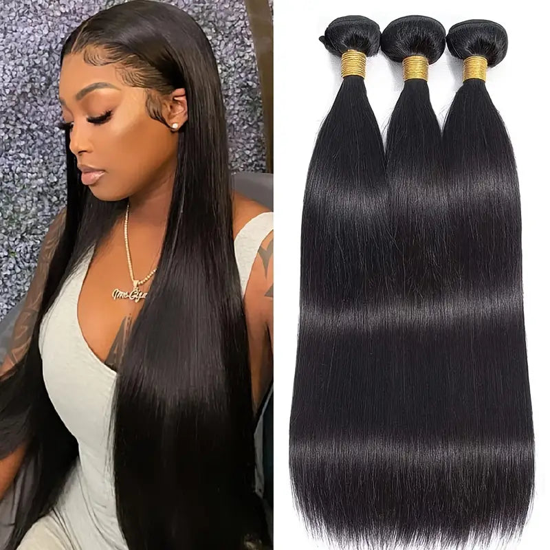 100% Virgin Indian Straight Hair 3 Bundles Human Hair Weave Extensions