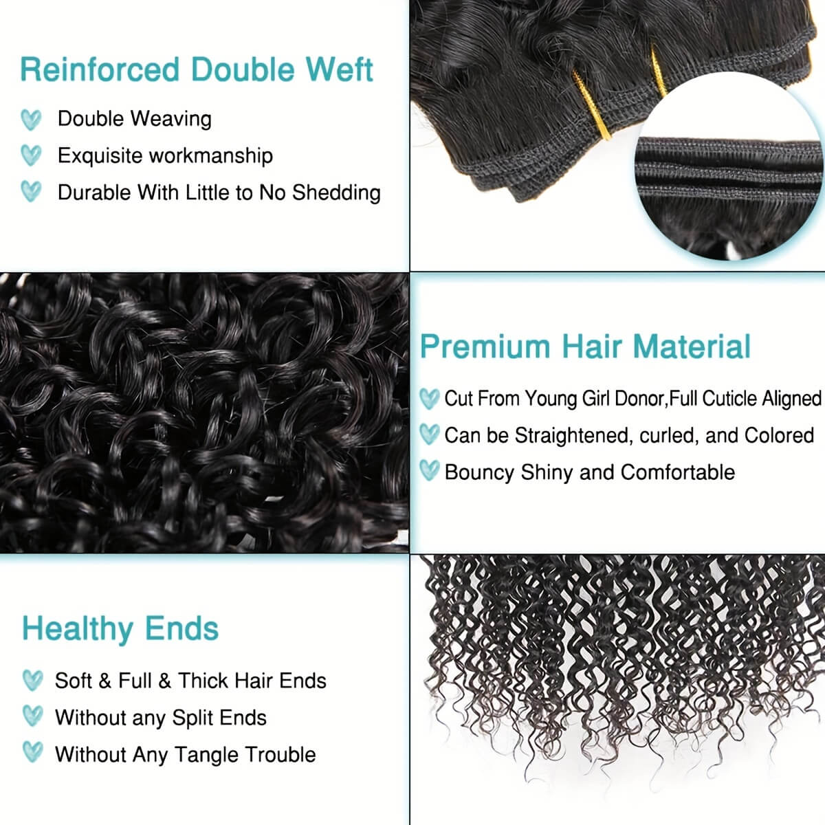 Curly Hair Bundles 3 Bundles Indian Hair Human Virgin Hair Weave