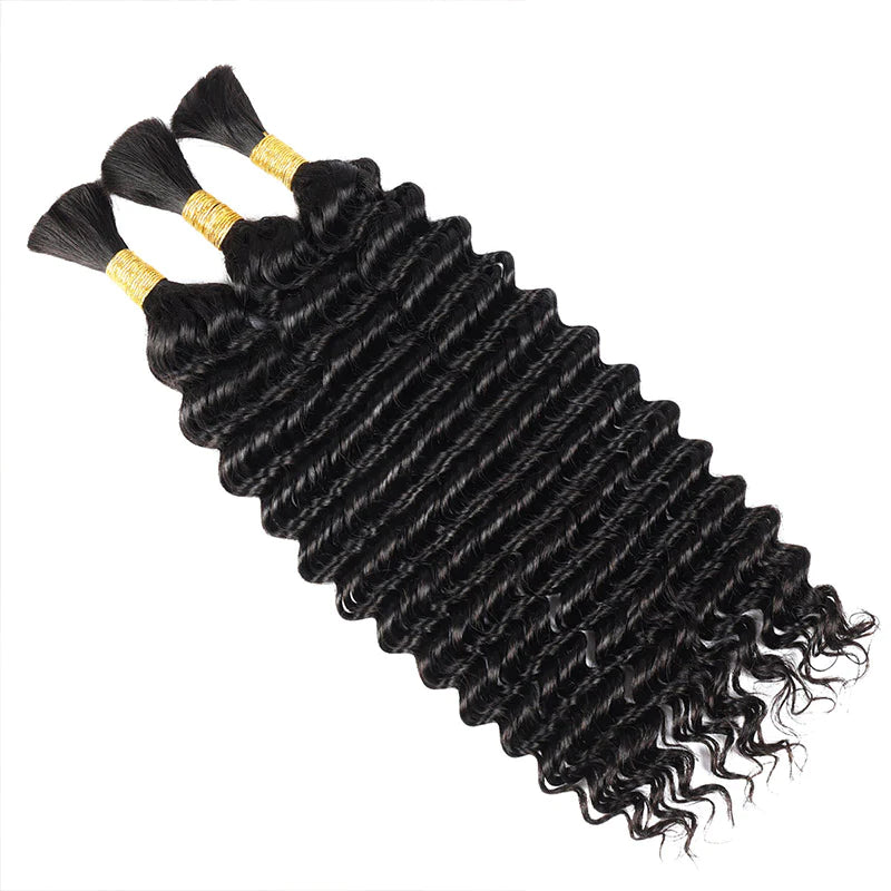 Deep Wave 3pcs Bulk Human Hair Bundles For Braiding Hair Extensions For Braiding