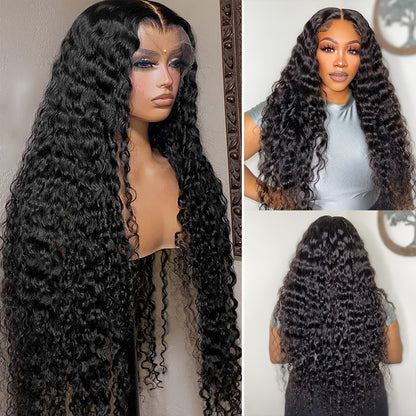 Overnight Shipping Pre Cut Glueless Deep Wave 13x4 Lace Front Human Hair Wigs Pre Plucked and Bleached