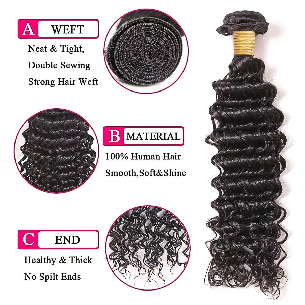 Malaysian Virgin Hair Deep Wave Hair 3 Bundles Human Hair Weave One More Hair