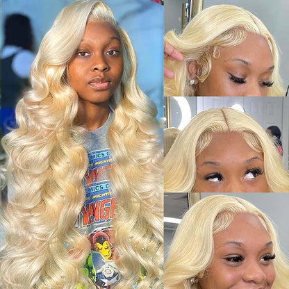 Barbie Wig 5x5 HD Lace 613 Blonde Glueless Closure Wigs Body Wave Human Hair Wig 32 Inch 200% Density