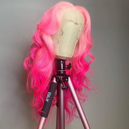 Body Wave Wig Rose Pink 13x4 HD Lace Front Wig Colored Barbie Pink Human Hair Wig