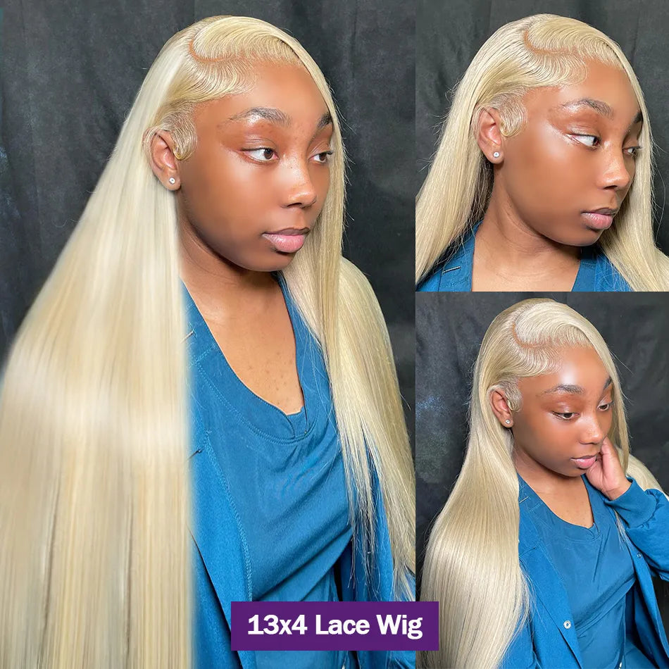 OneMore Blonde Lace Front Wig 613 Straight Human Hair Wigs 13x6 Lace Frontal Wigs Pre Plucked