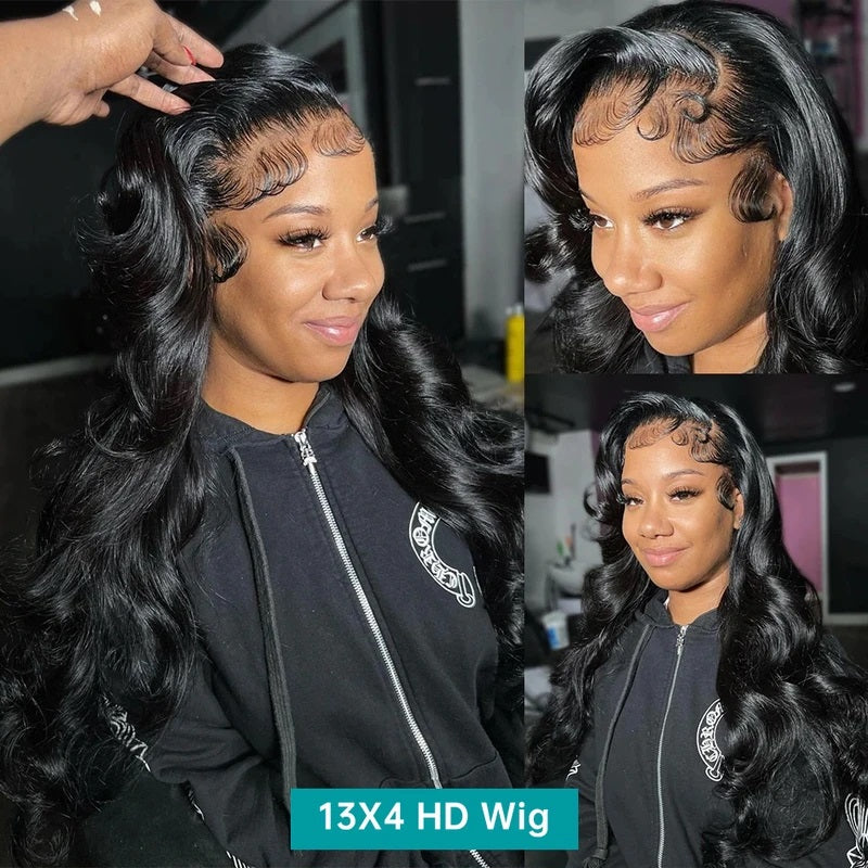 Glueless Loose Body Wave Human Hair Wig 13x4 HD Lace Front Wigs Bleached Knots Pre Plucked