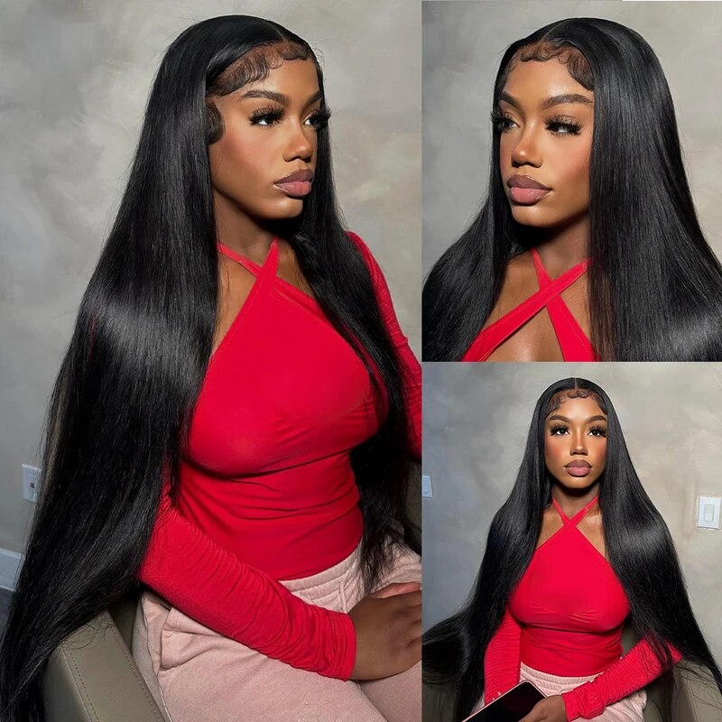 HD Lace Straight Hair 13x4 Full Lace Frontal Wig Pre Bleached Knots Real HD Lace Wig