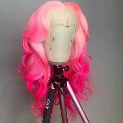 Body Wave Wig Rose Pink 13x4 HD Lace Front Wig Colored Barbie Pink Human Hair Wig