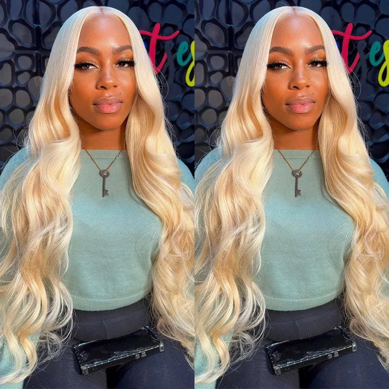 Barbie Wig 5x5 HD Lace 613 Blonde Glueless Closure Wigs Body Wave Human Hair Wig 32 Inch 200% Density