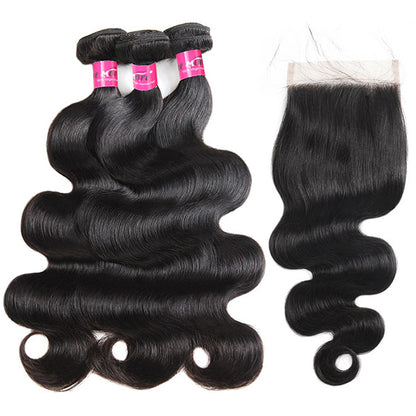 body wave 3 bundles with transparent 4x4 closure