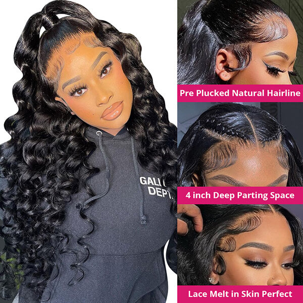 pre plucked human hair wig loose deep wave