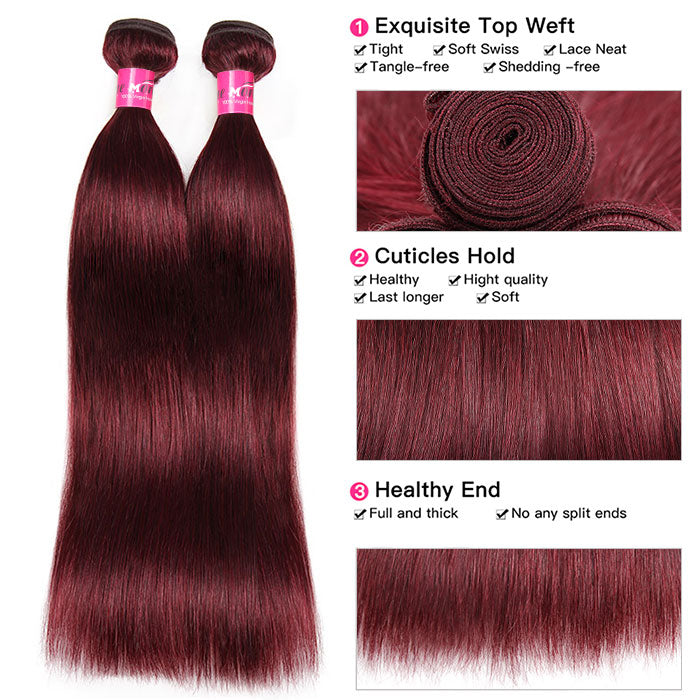 Burgundy  color straight bundles