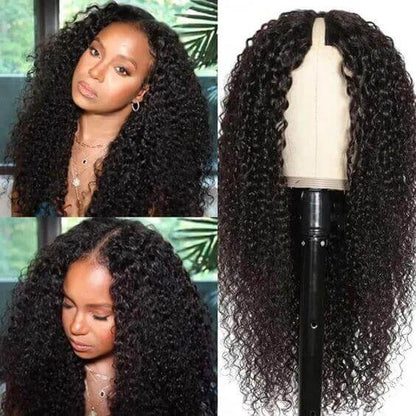 Curly V Part Wig No Leave Out Upgrade U Part Wigs No Glue Human Hair Wigs