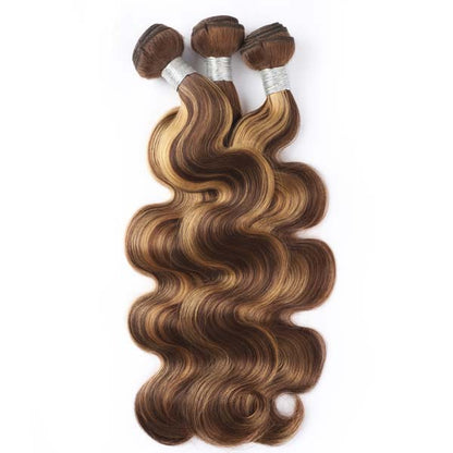 Body Wave Human Hair Weave 3 Bundles with 4x4 Lace Closure Ombre Hair