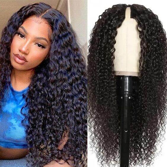 Deep Wave V part Human Hair Wigs Thin Part Wig  HD Lace Virgin Hair Wig