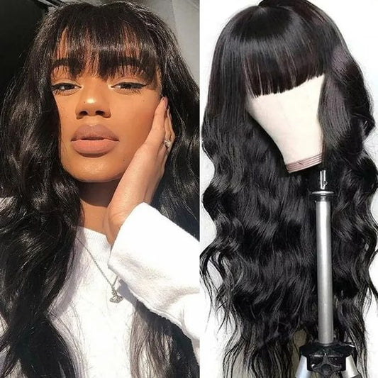 body wave wig with bangs