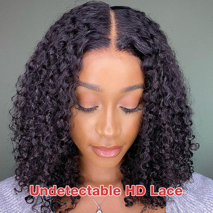 Pre Cut HD Lace 5x5 Closure Bob Wig Curly Hair Glueless Short Bob Wigs