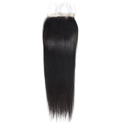 straight hair 3 bundles with transparent lace closure