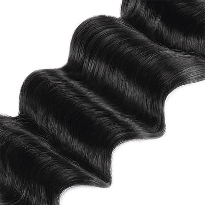 Loose Deep Human Hair 4 Bundles with 4*4 Lace Closure