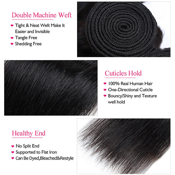 brazilian straight hair 3 bundles with closure