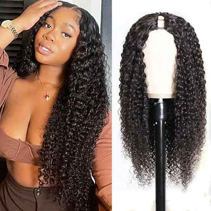 U Part Human Hair Curly U Part Wig No Leave Out Glueless Machine Made Wig Free Part Wig