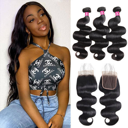 peruvian body wave 3 bundles with 4x4 closure