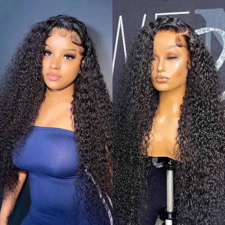 12A Kinky Curly Hair 13x4 Lace Front Wig Transparent Swiss Lace Curly Hair Wigs 250% Density