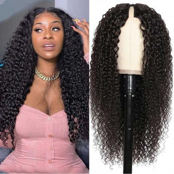 Curly V Part Wig No Leave Out Upgrade U Part Wigs No Glue Human Hair Wigs