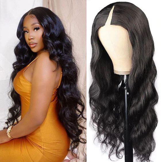 V Part Wig Tranparent Lace Front Human Hair Wig Natural Color Thin Part Wigs