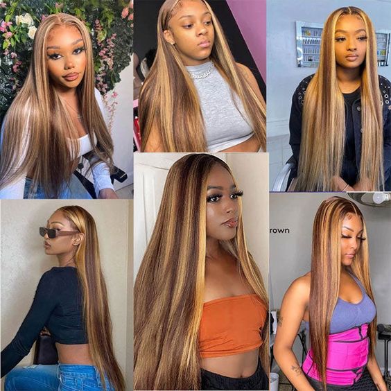 Straight Hair Honey Blonde Highlight