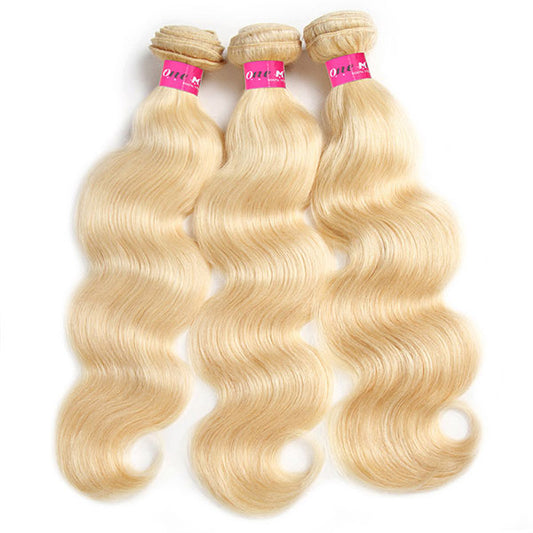 613 Blonde Color Body Wave Hair 3 Bundles Virgin Human Hair Weave