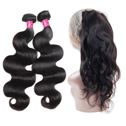 One More Brazilian Loose Wave Hair 360 Lace Frontal with 2 Bundles