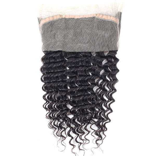 Virgin Indian Deep Wave Hair 360 Lace Frontal with 2 Bundles One More Hair