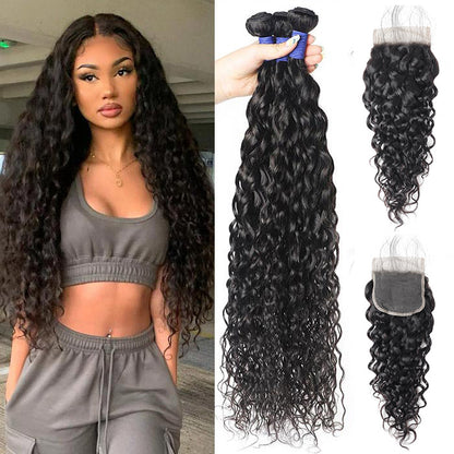 Human Hair Water Wave Hair 3 Bundles