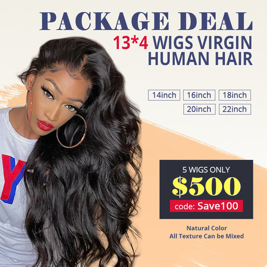 Middle Length 13*4 Wig Sale, 5 Wigs Wholesale Price Save $100